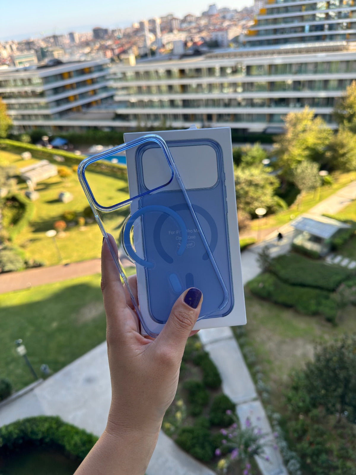 Şeffaf MagSafe Özellikli Kılıf Mavi