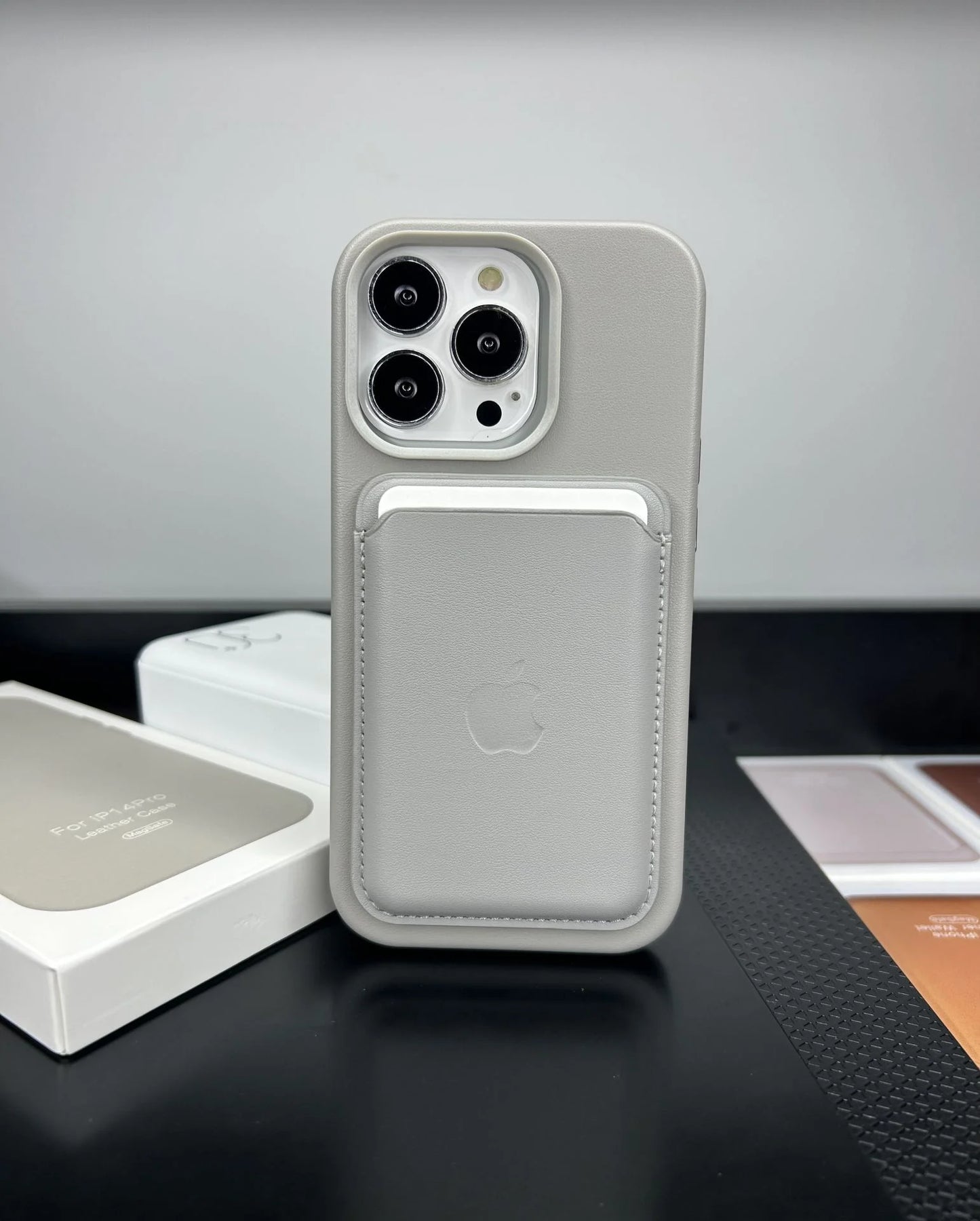 MagSafe Özellikli Deri Cüzdan Gri